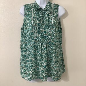 Banana Republic Floral Lightweight All Season Casual Collared Sleeveless Top M